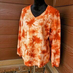 Denim & Co. French Terry Crystal Wash V-Neck Pullover Size Medium